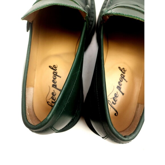 FREE PEOPLE Lyra Lug Sole Loafers / Deep Jade Leather Size 39.5 US 9 - Picture 7 of 12